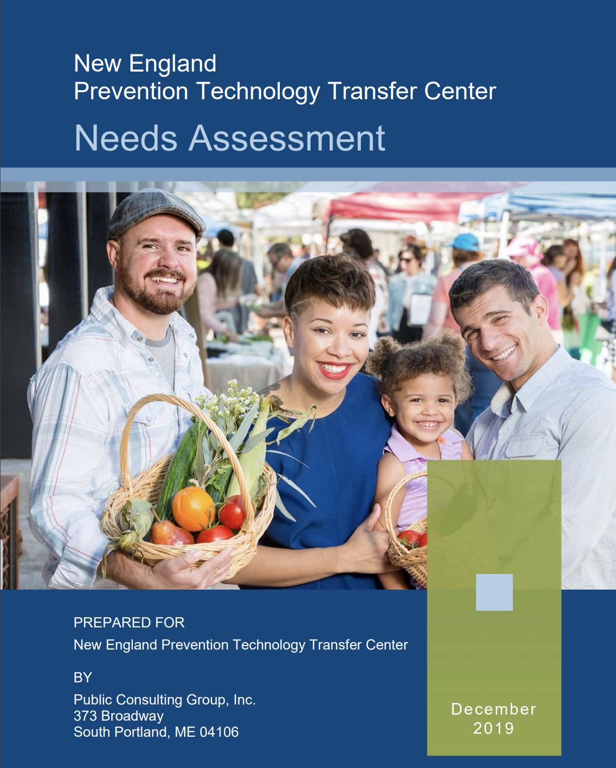 Document cover with image of family smiling at farmers market