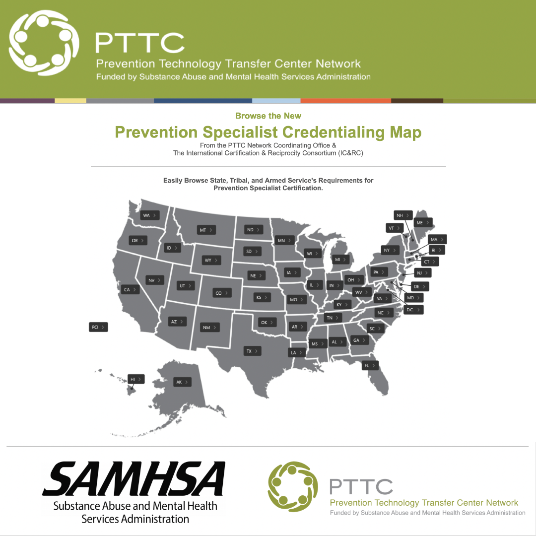 Prevention Specialist Certification Requirements US Location Map
