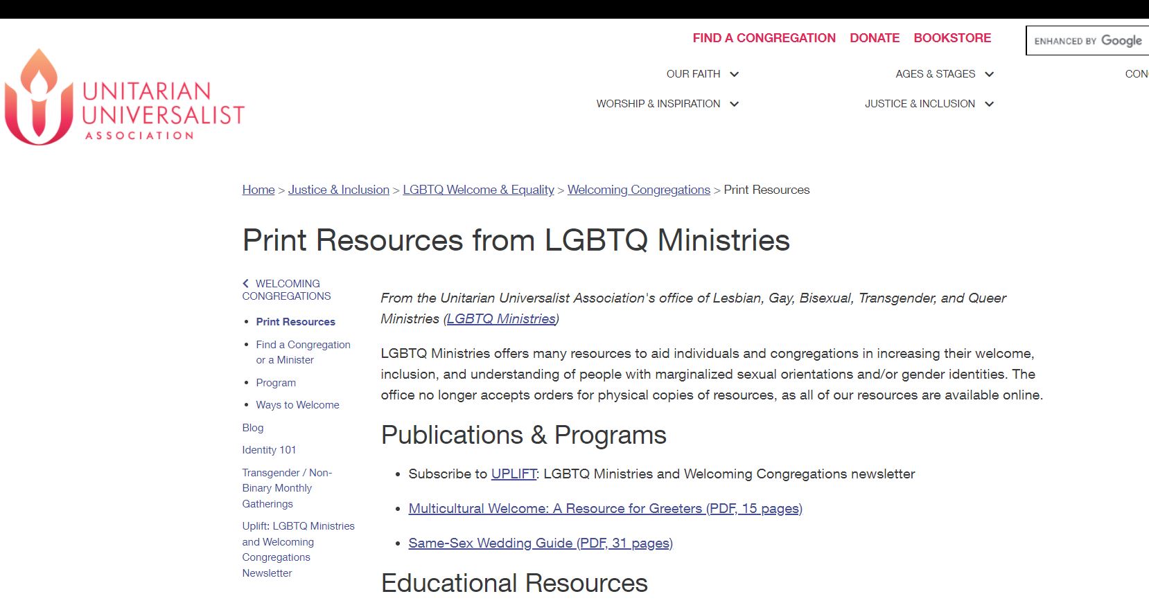 Unitarian Universalist Association: Lesbian, Gay, Bisexual, Transgender, and Queer Justice