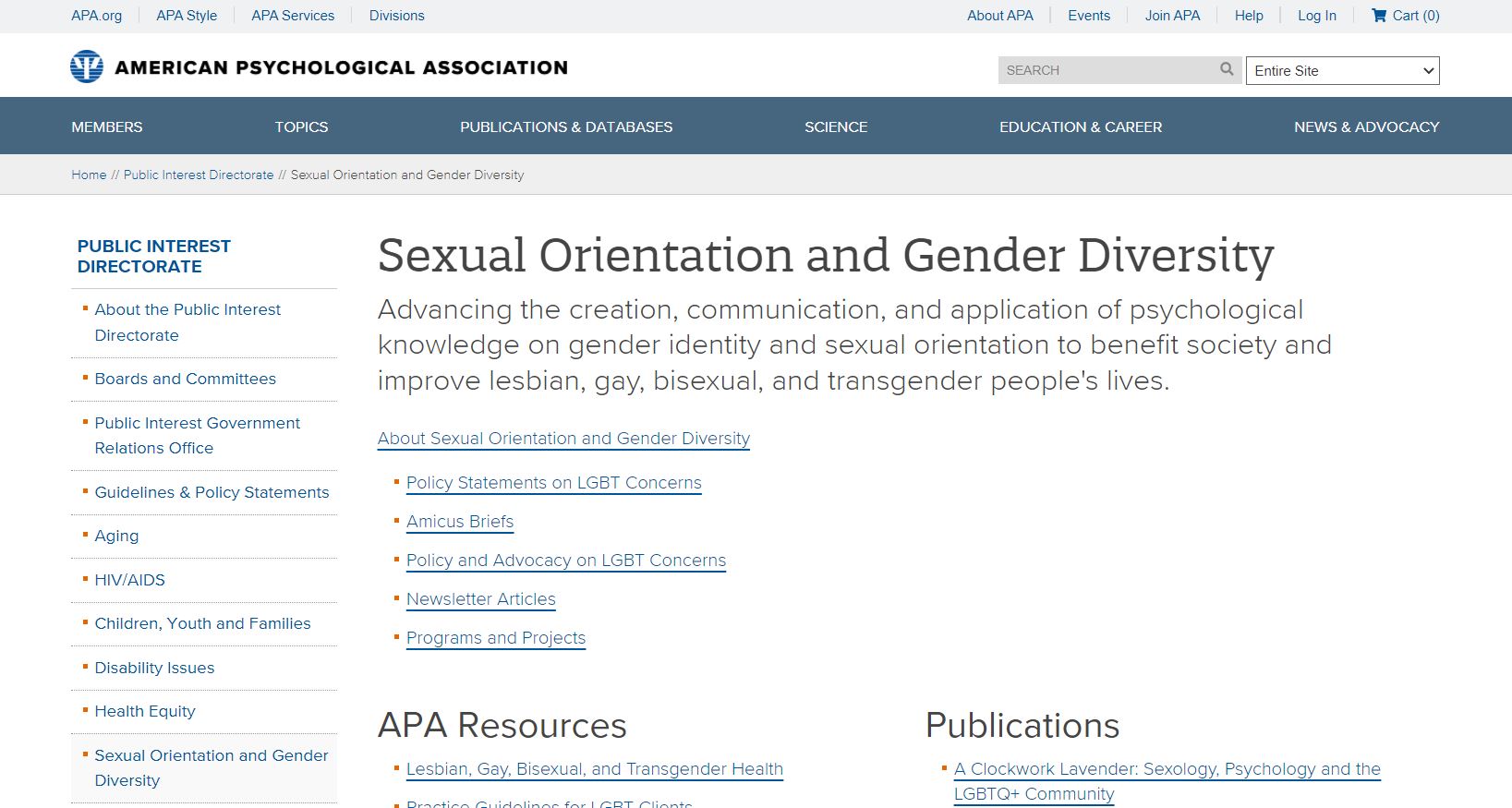 American Psychological Association (APA): Office on Sexual Orientation and Gender Diversity