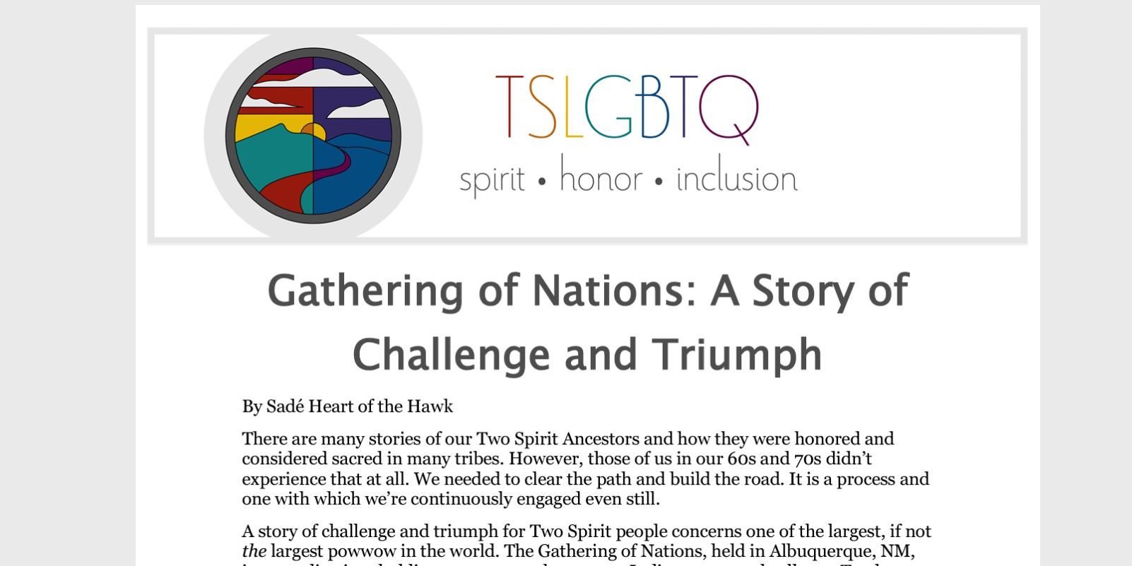 TSLGBTQ+: Telling Two-Spirit Stories