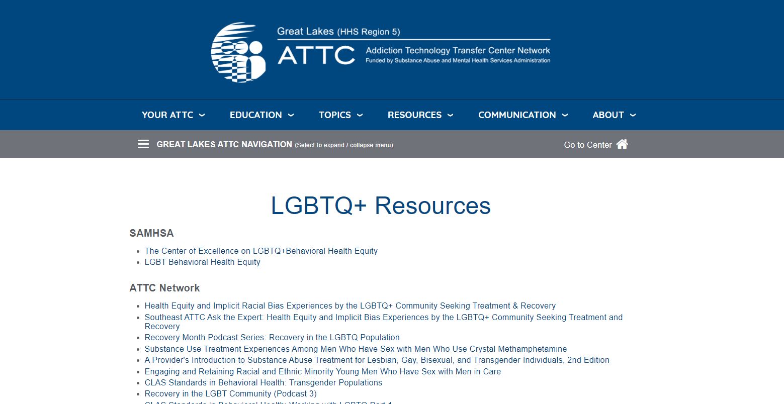 Great Lakes PTTC – Region 5: LGBTQ+ Resources