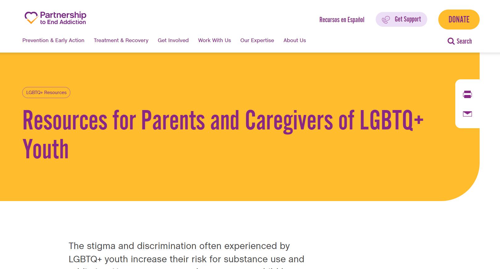 Partnership to End Addiction: Resources for Parents and Caregivers of LGBTQ+ Youth