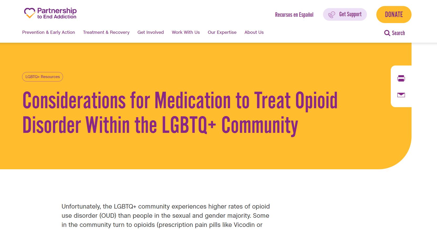 Partnership to End Addiction: Considerations for Medication to Treat Opioid Disorder Within the LGBTQ+ Community