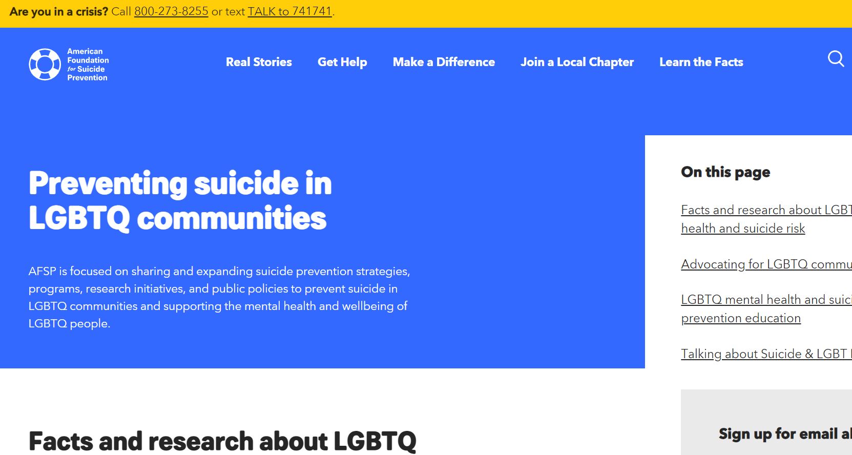 American Foundation for Suicide Prevention (AFSP): Preventing suicide in LGBTQ communities