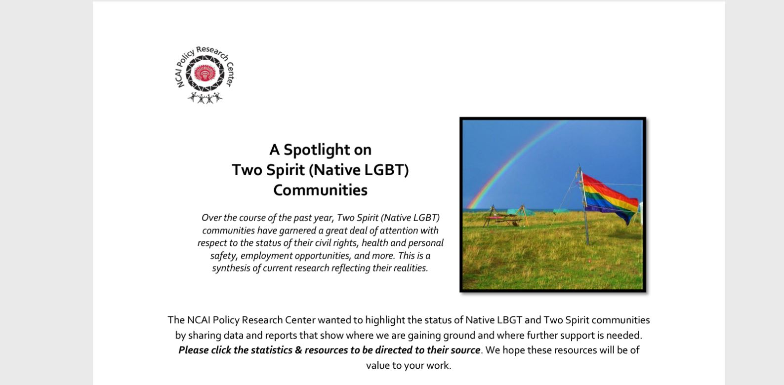 A Spotlight on Two-Spirit (Native LGBT) Communities