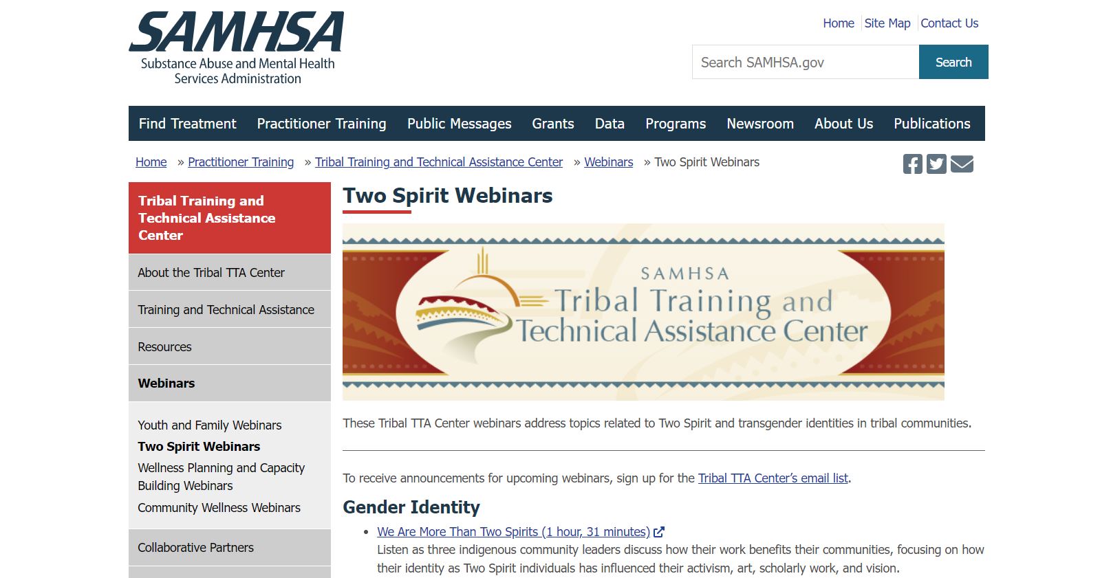 Tribal Training and Technical Assistance Center (TTA) Two-Spirit Webinars 
