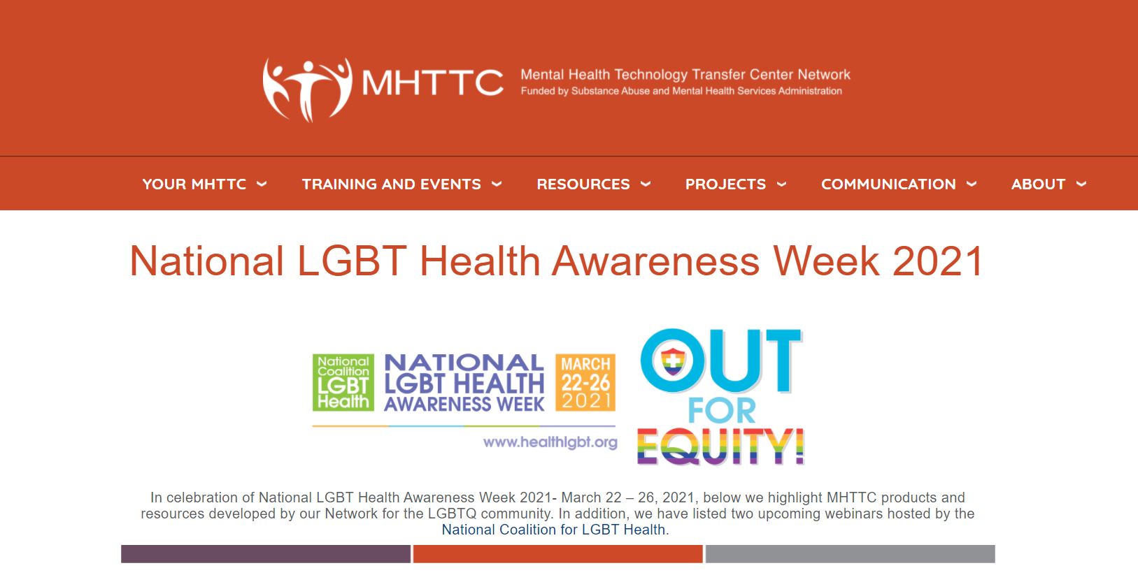MHTTC: National LGBT Health Awareness Week 2021