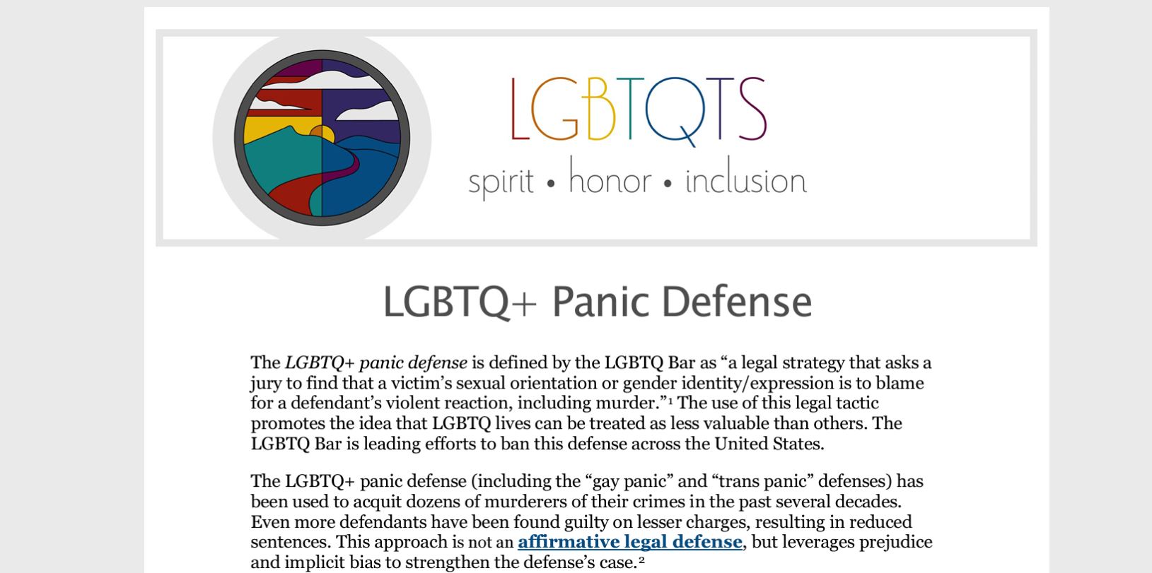 LGBTQ+ Panic Defense  