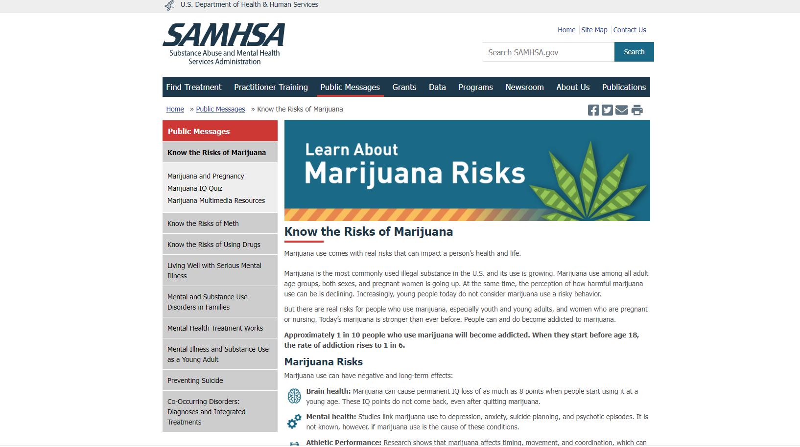 Know the Risks of Marijuana
