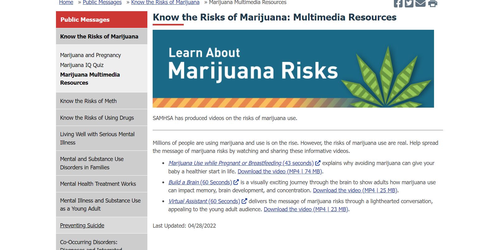 Know the Risks of Marijuana: Multimedia Resources