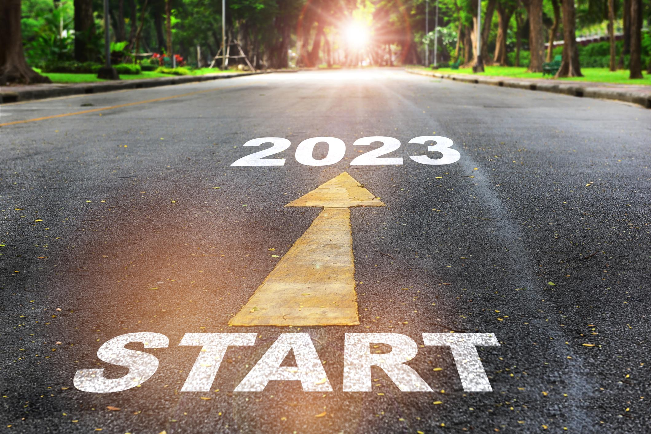 Road with Start and arrow pointing to 2023