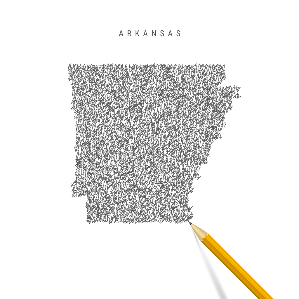 Arkansas map with pencil
