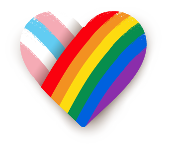 Pride flag in the shape of a heart.